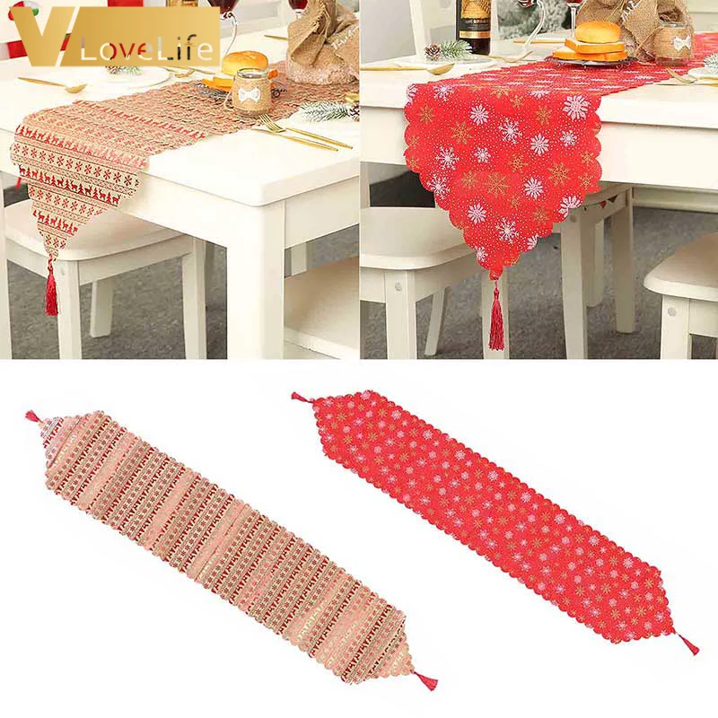 Christmas table flag embroidered cloth art snowflake tablecloth decoration party | Дом и сад