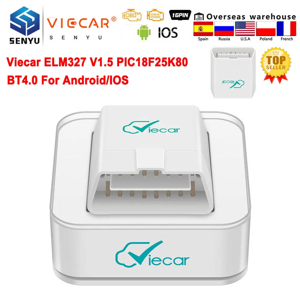 Viecar ELM327 V1.5 PIC18F25K80 ELM 327 в 1 5 сканер двигателя автомобильный инструмент