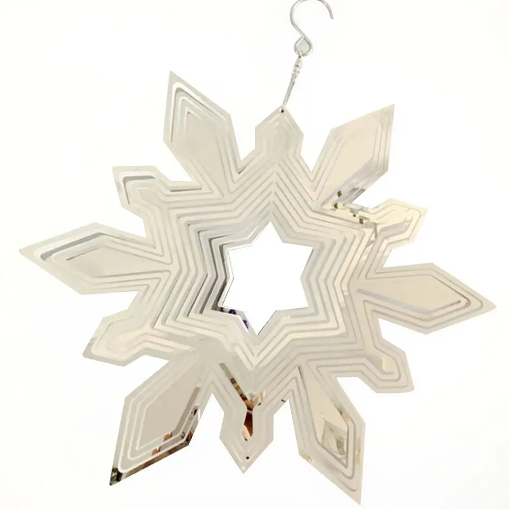 

Рождественская металлическая ветряная колокольчик, трехмерная вращающаяся колокольчик со снежинками для сада, двора, патио, украшение уни...