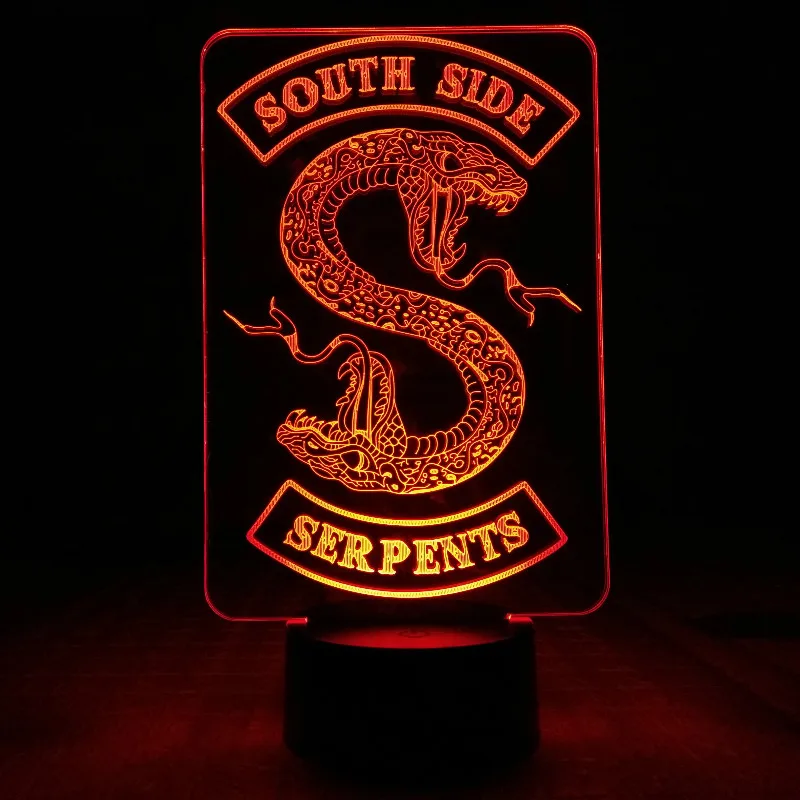 ТВ серии Riverdale "South Side Serpents" Змея логотип светодиодный ночной Светильник