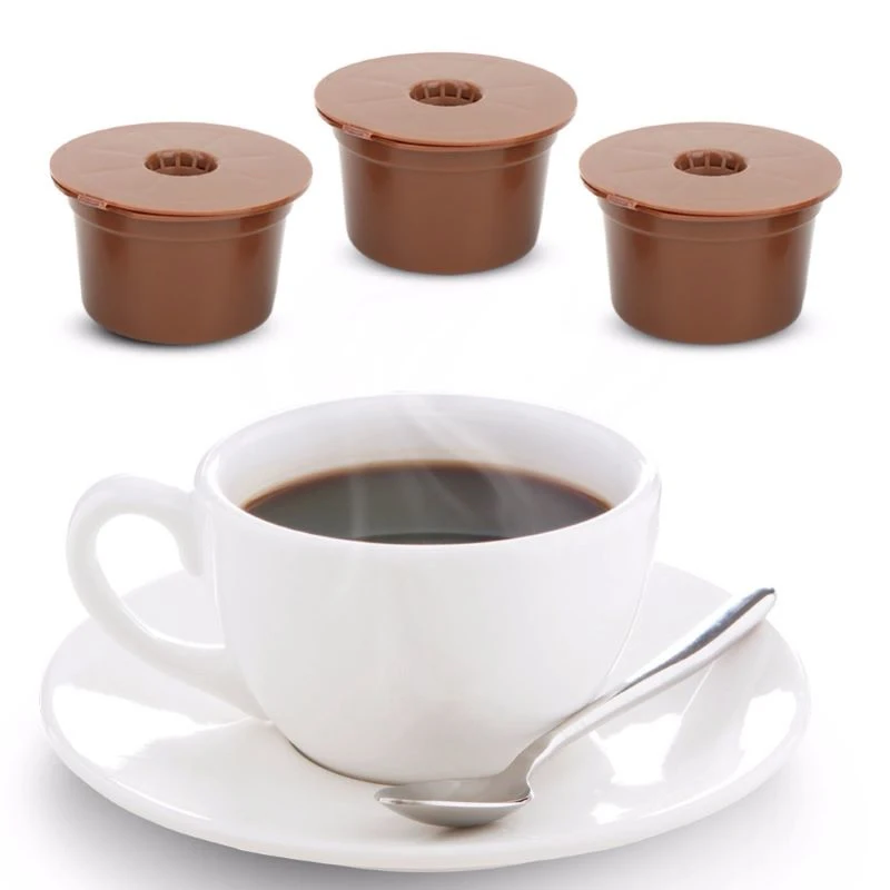 

3Pcs Fit For Dolce Gusto Coffee Filter Cup Reusable Coffee Capsule Filters For Nespresso With Spoon Brush Kitchen Accessories