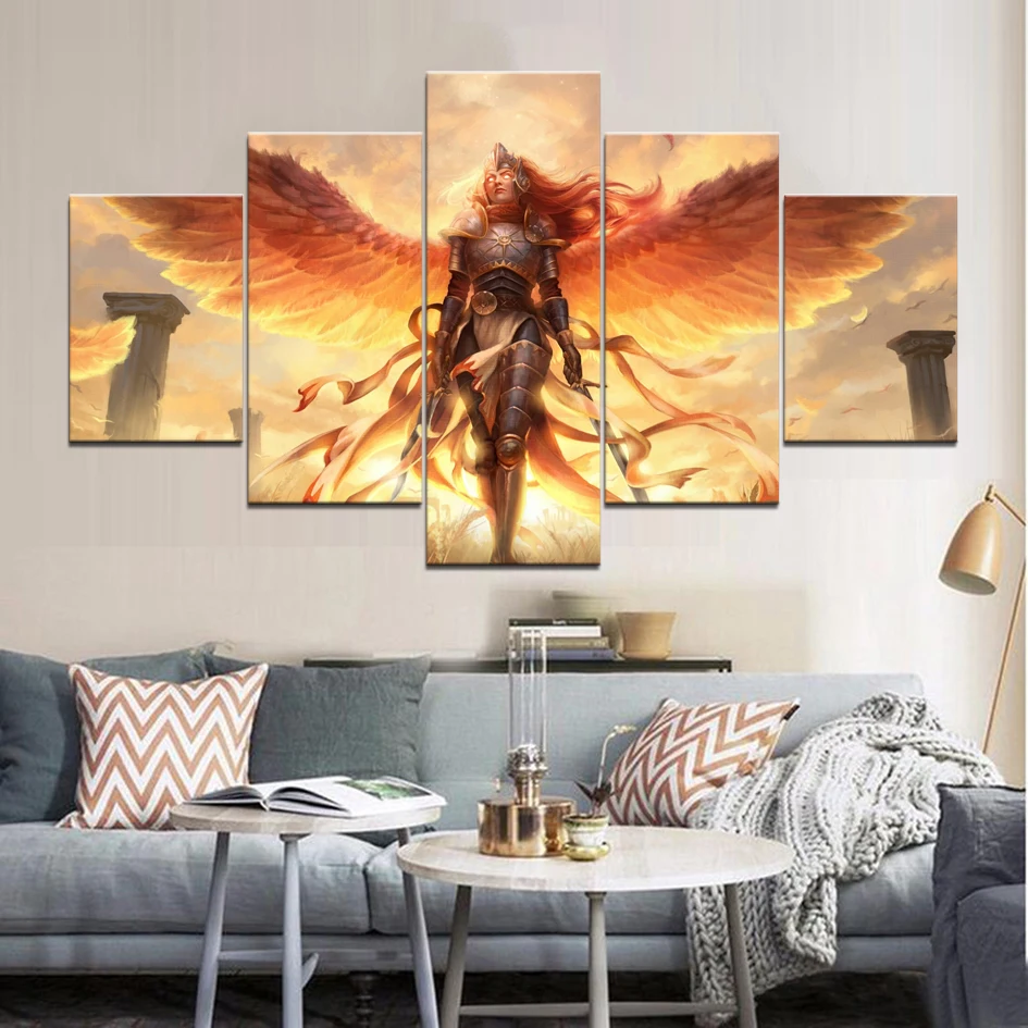 

Холст 5 шт. боевой Ангел Валькирия аниме художественные плакаты и принты живопись для гостиной украшения фотографии оптовая продажа