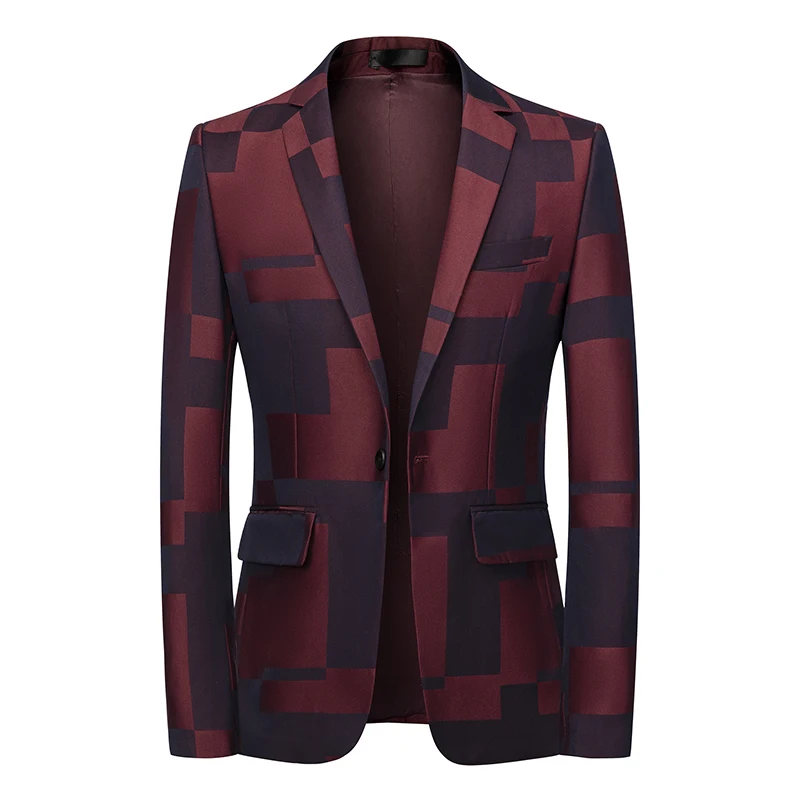 

2021 New Print Blazer Fashion Men's Slim Club Stage Suit Jacket Men's Formal Wedding Blazer Prom Trailblazer Male Clothing