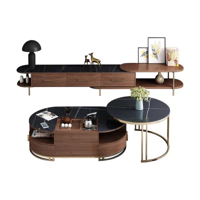 

Модный современный журнальный столик 2021 светильник шный круглый мраморный металлический твердый деревянный чайный столик с двумя слоями для гостиной