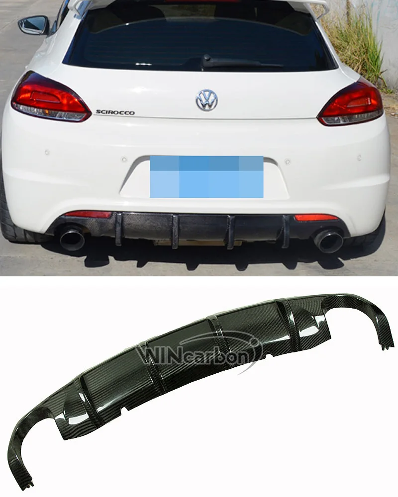 Углеродное волокно задний бампер для губ Диффузор подходит V W Scirocco R 2009 2014|Обвесы|