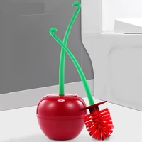 cute cherry shape wc toilet brush with holder floor standing cleaning brush for bathroom lavatory long handle toilet bowl brush