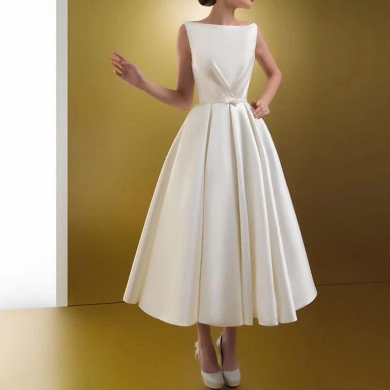 

V-neck Sexy Sleeveless Women Dress Solid Color Off Shoulder High Waist A Line Dress Elegant Party Banquet Dress