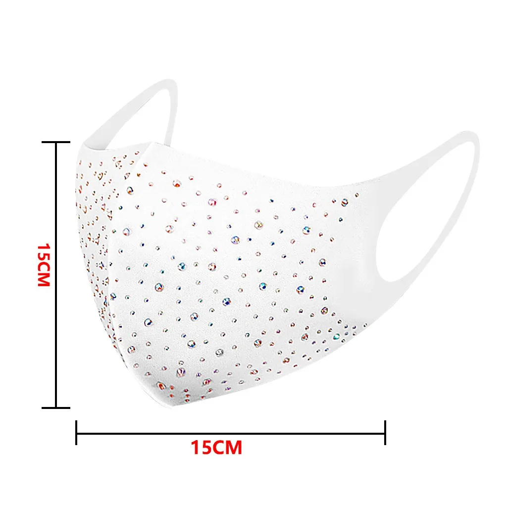 

4PCS Diamonds Face Masks Adult Breathable Washable Fabric Face Mask Fashion PM2.5 Dust Party Masks Women Men Mouth Cover