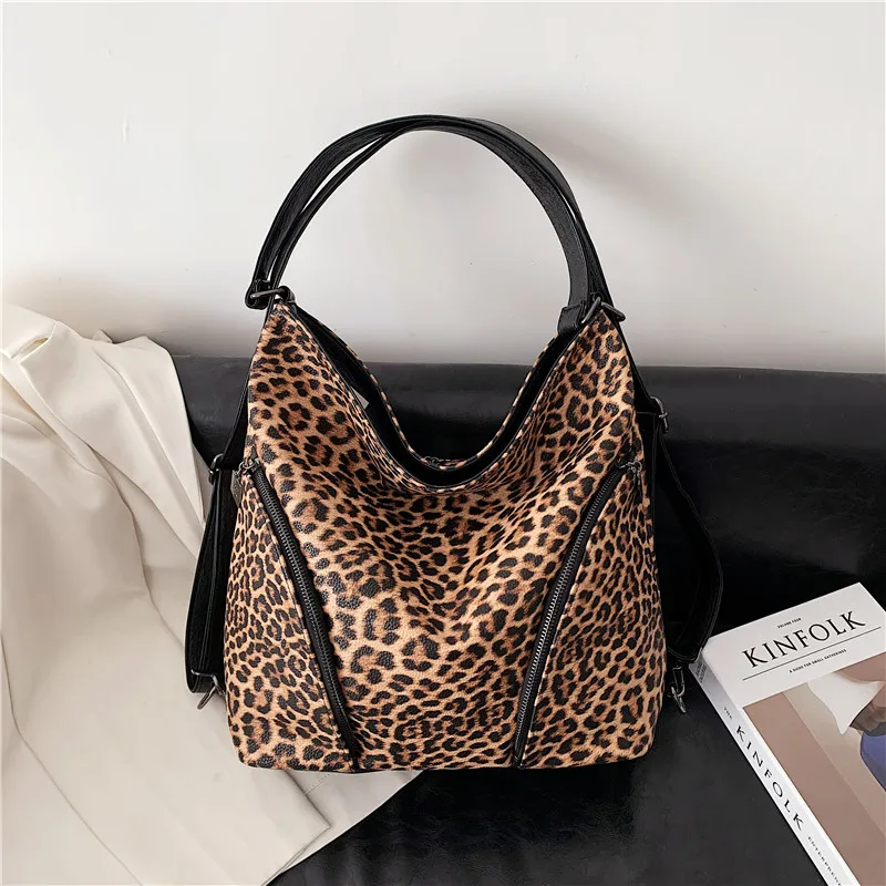 

Trendy multifunctional ladies backpack retro fashion leopard print various backpacks ladies messenger bags ladies school bags
