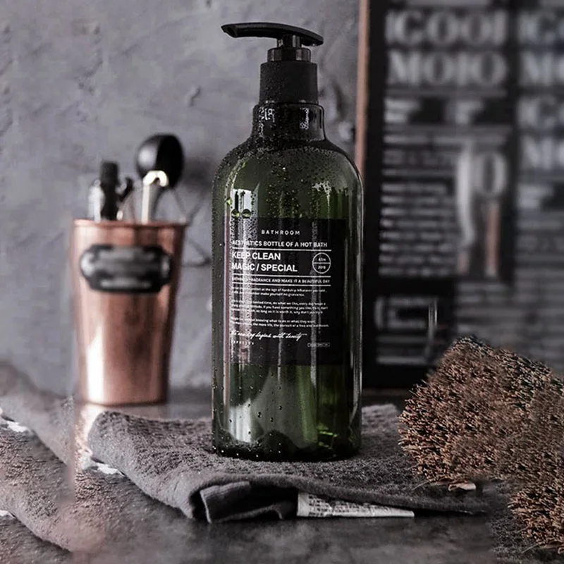 250/500MLRefillable мыло бутылка шампуня зеленые пластиковые бутылочки для геля душа