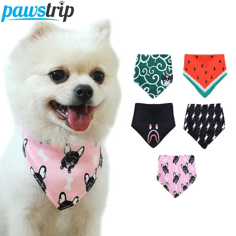 

Cute Pet Dog Collar Chihuahua Pug Dog Bandana Print Puppy Scarf Collar Soft Cat Collars For Dogs Cats S/M/L
