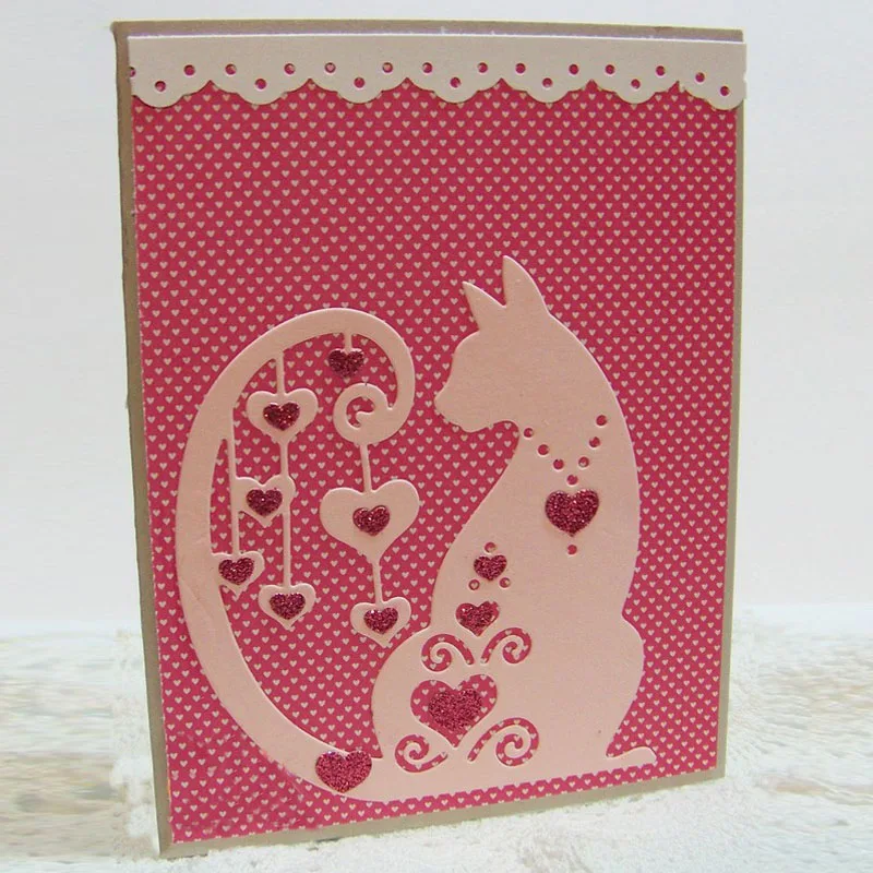 Высечки для карт Cat с сердечками металлические высечки в виде сердечек кошек