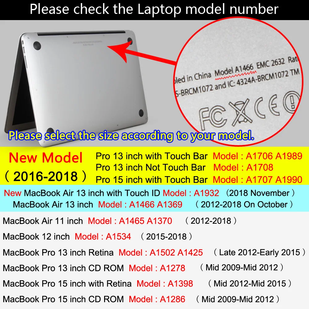 Чехол для ноутбука MacBook Air Pro Retina 11 12 13 15 дюймов с сенсорной панелью и крышкой