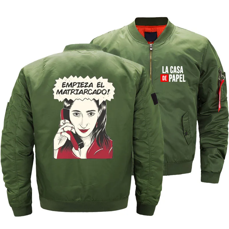 Kaban mont erkek US Size La Casa De Papel Money Heist House Of Paper Men Jackets Pilot Air Force Army Military Motorcycle | Мужская
