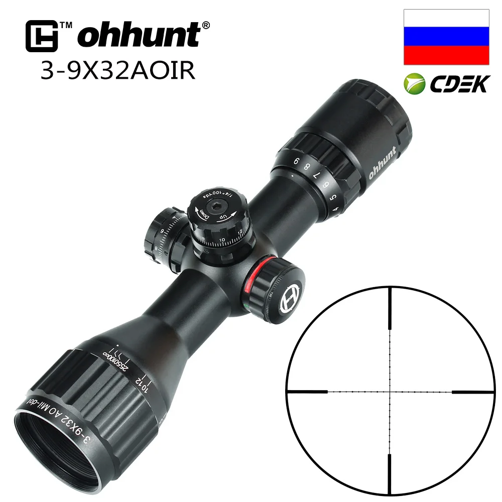 Охотничья оптика ohhunt 3-9x32 AO Compact 1/2 полумиллиметровая точечная сетка оптические прицелы башенки Блокировка с солнцезащитным козырьком тактический прицел