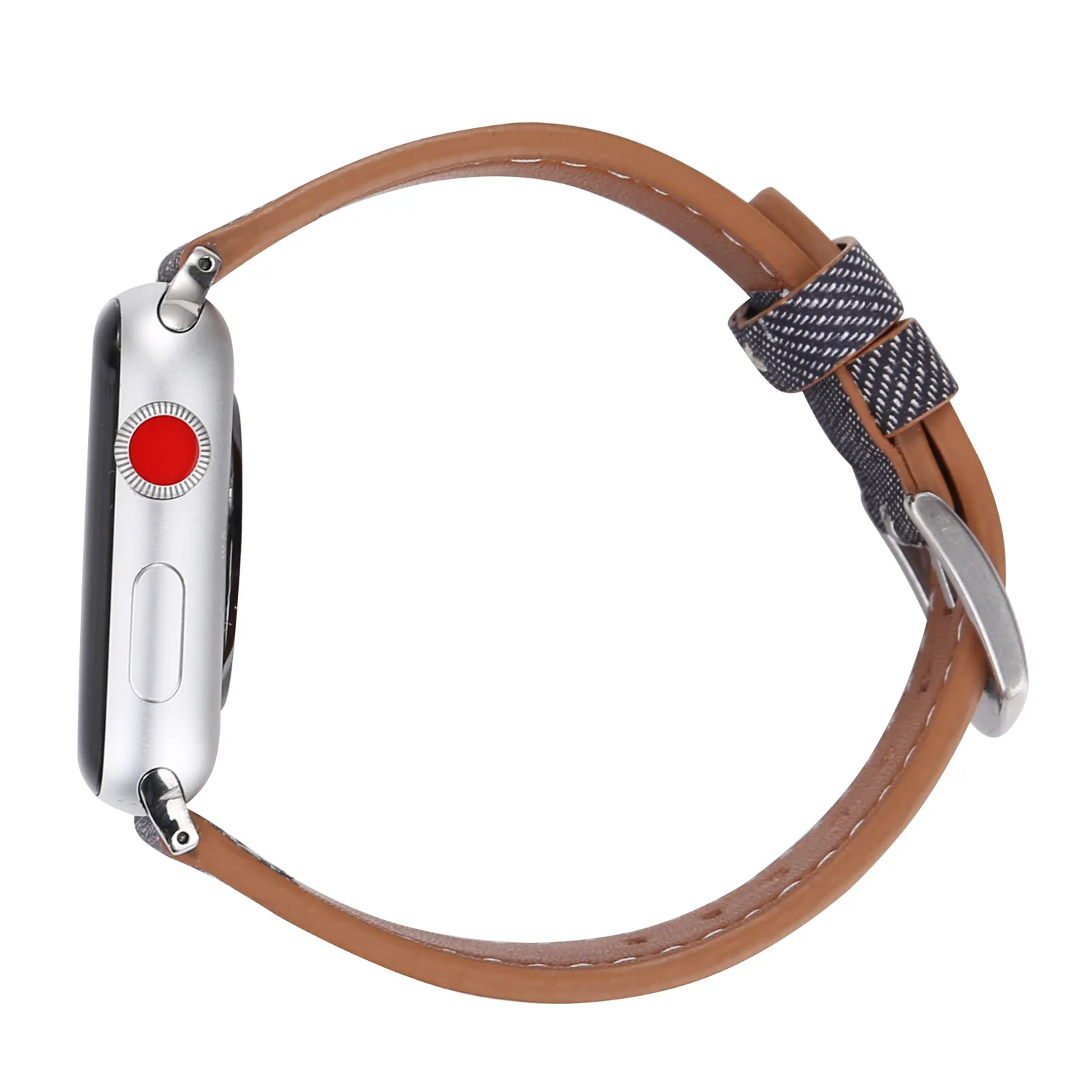 Ремешок для apple watch series 4 5 3 2 1 кожаный ремень для iwatch холст с классической пряжкой темно-синие джинсы 38 42 мм