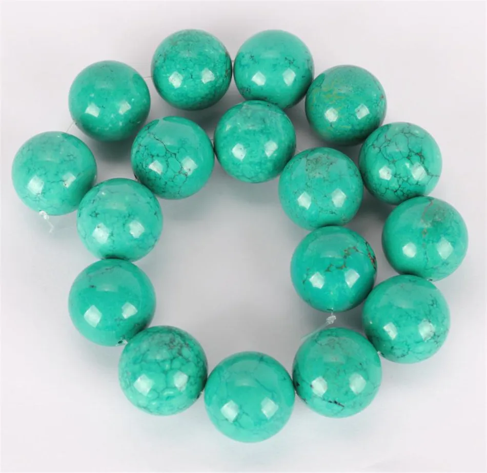 

1pcs 25MM Natural turquoise loose beads 16 inches Handmade Making Wholesale