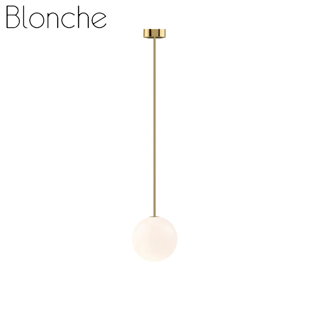 Blonche Modern Pendant Lamp Hanging Light Minimalism Line Glass Ball Gold Fixtures for Bedroom Living Room Loft Home Decor Light