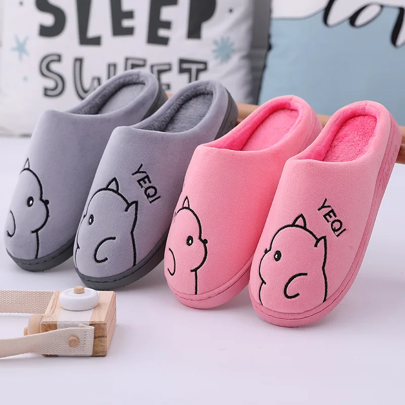 New Autumn and Winter Cotton Slippers Female Couple Cartoon Cute Home Home Non-slip Warm Slippers Men Winter  Shoes for Women