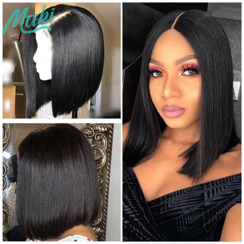 

Maki Hair Cheap Straight Bob Wig Short Brazilian Human Hair Wigs for Black Women Wig 13x4 Lace Bob Human Hair Wig