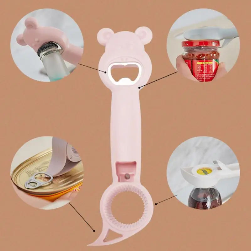 

4in1 Multi-purpose Bottle Opener Lid Remover Can Opener Beer Corkscrew Beverage Rotating Cap Opener Jars Opener Kitchen Gadgets