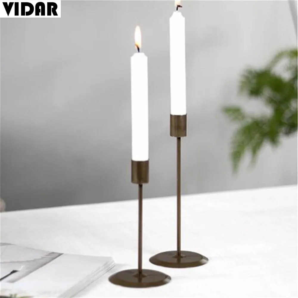 Современный Железный матовый черный Золотой подсвечник Vidar свадебный