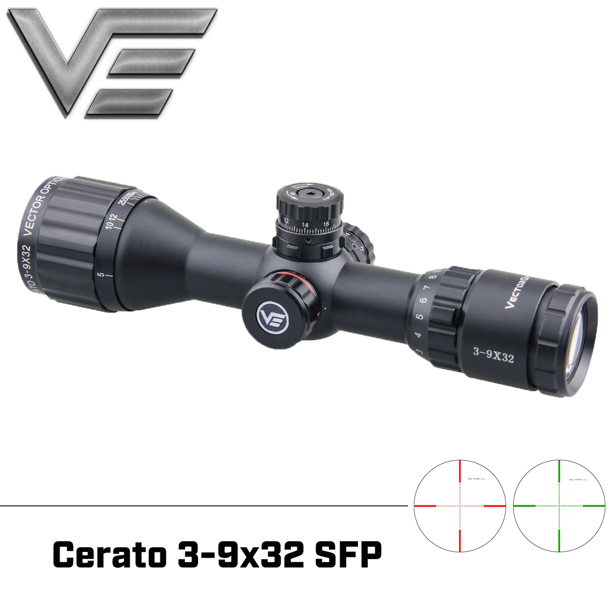 Векторная оптика Cerato 3-9x32 охотничий прицел 1/4 MOA 25,4 мм монотрубный Тактический Снайперский прицел ультра компактный подходит для. 308 win. 338