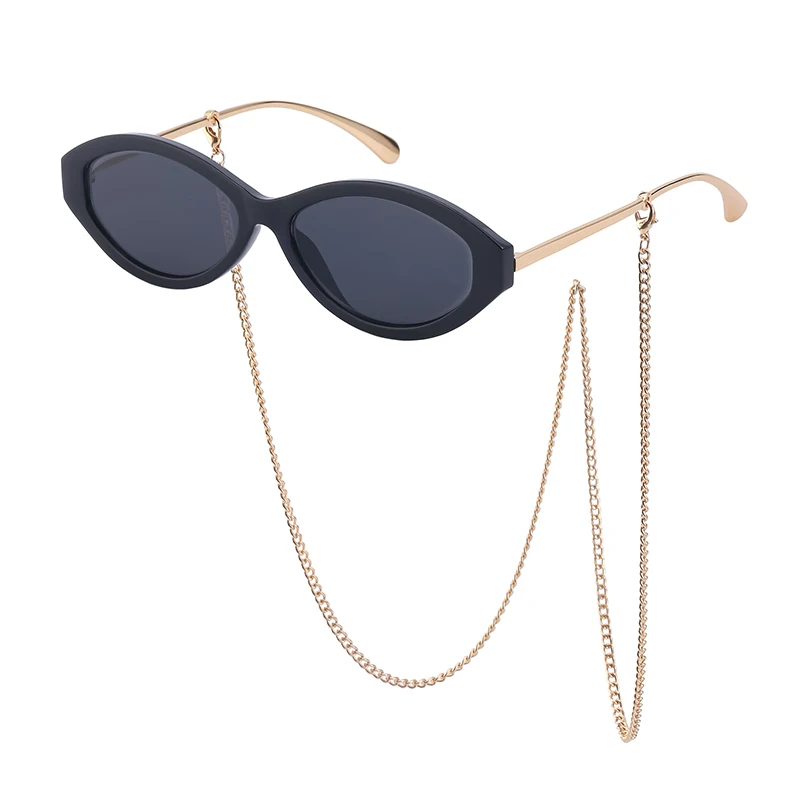 

2022 New small frame sunglasses women's fashion chain Oval frame sunglasses