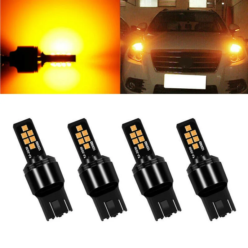 Автомобильный светодиодный светильник Авто 4 шт. T20 7443 W21 5 Вт Янтарный тормоз