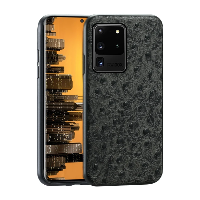 Оригинальный кожаный чехол со страусиными перьями через плечо для Samsung Галактики