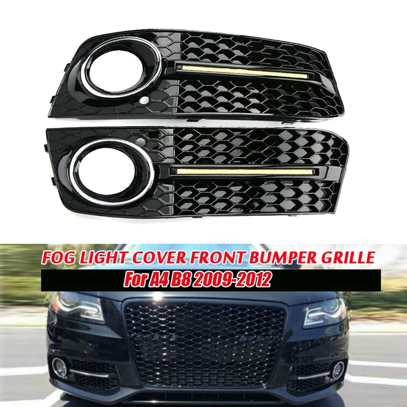 

1 пара переднего бампера Туман светильник абажур для лампы с металлическим каркаксом решетки гриль с светодиодный дневные ходовые огни дне...