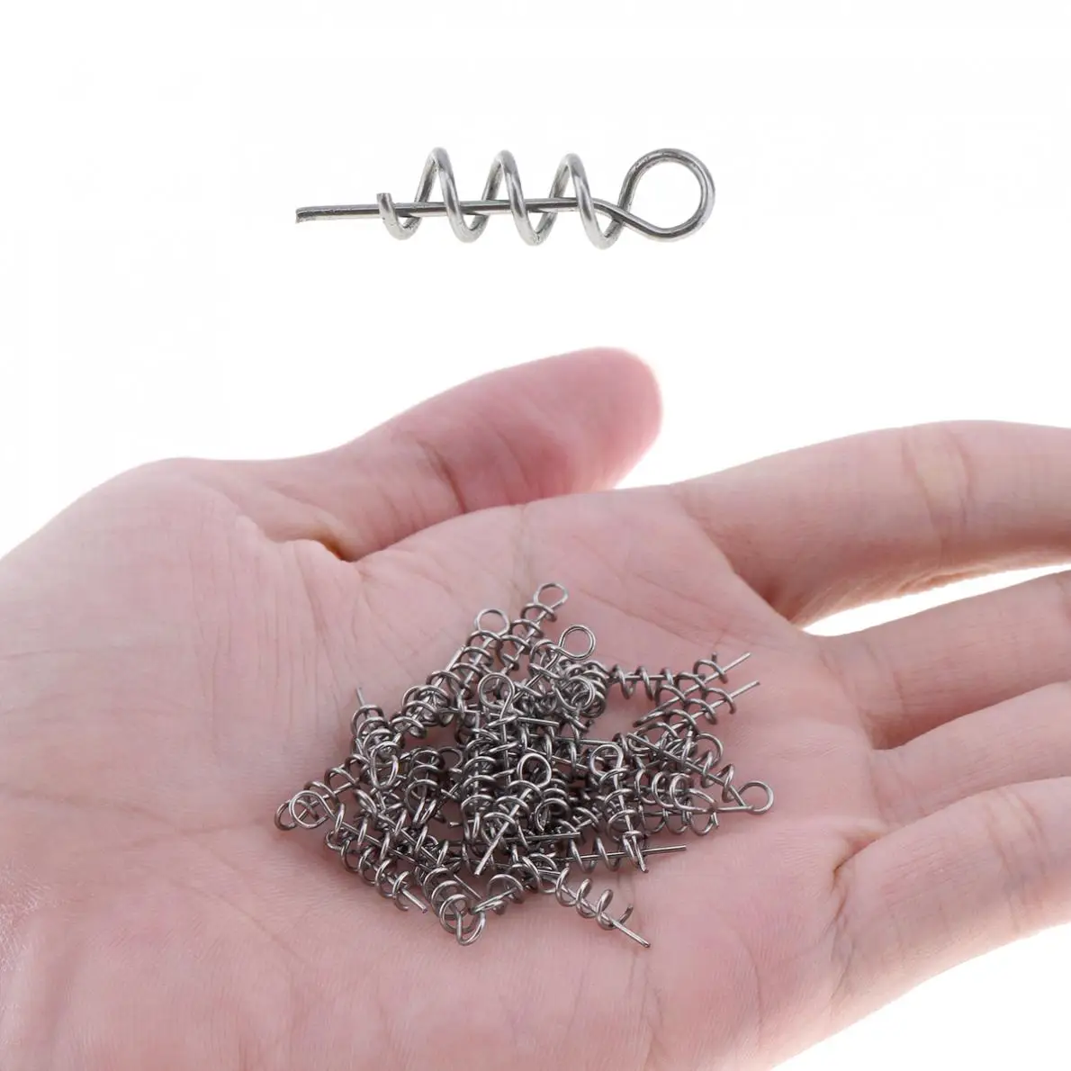 

50pcs/lot Soft Pin Fishing Lures Fixed Latch Needle Soft Worms Bait With Spring