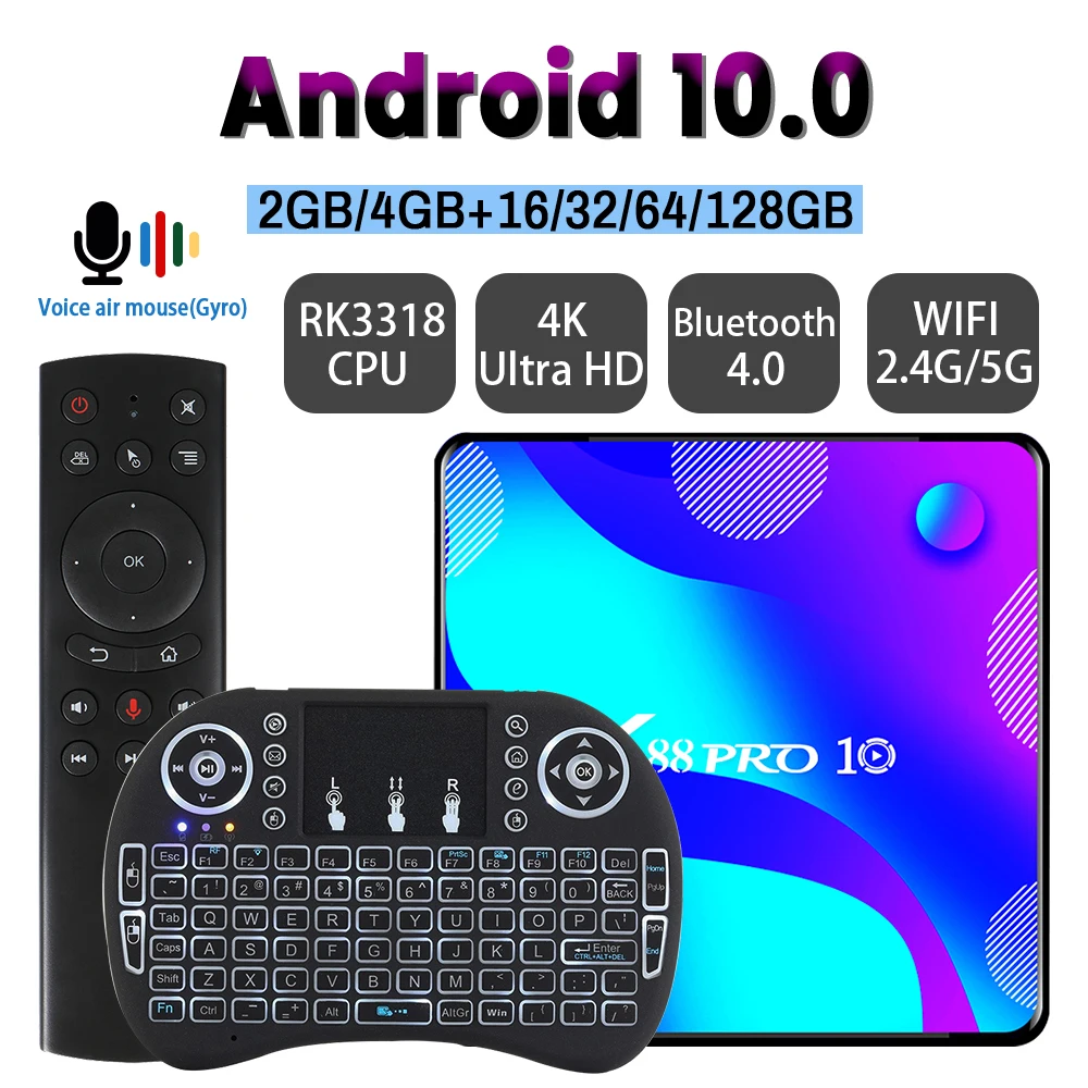 

ТВ-приставка X88 PRO 10, Android, 4K, Google Store, Youtube, 4 + 64 ГБ