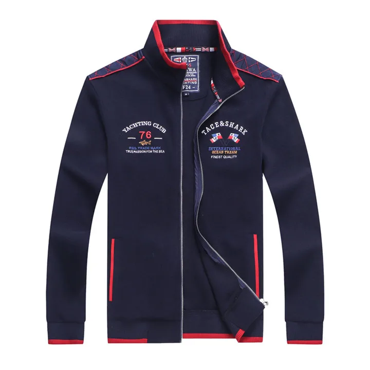 8959-NAVY Новинка, куртка Tace& Shark, мужская, брендовая, jaqueta masculina, свитер, пальто, стоячий воротник, Акула, вышивка, молния, осень, повседневная мужская куртка - Цвет: 8959-NAVY