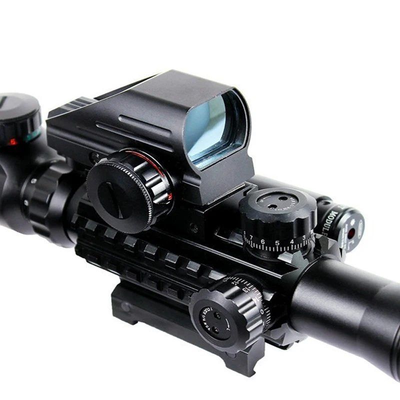 New 4-12X50EG Red Green Illuminated Rifle Scope Hunting Reflex Red/Green Dot 4 Reticle Holographic Projected Sights | Спорт и