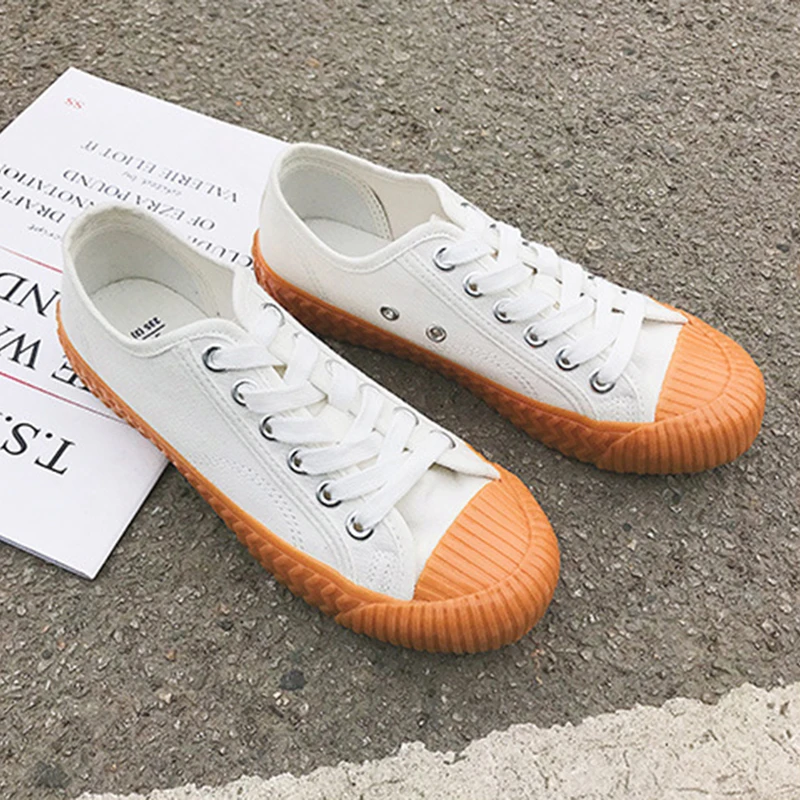 Женская Вулканизированная обувь на плоской подошве Парусиновые кроссовки