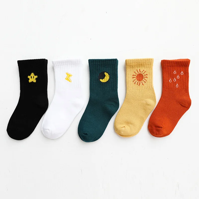 

5 Pcs/lot Autumn and Winter New Children's Socks Student Sports Cotton Medium Tube Boys and Girls Cartoon Medium Socks