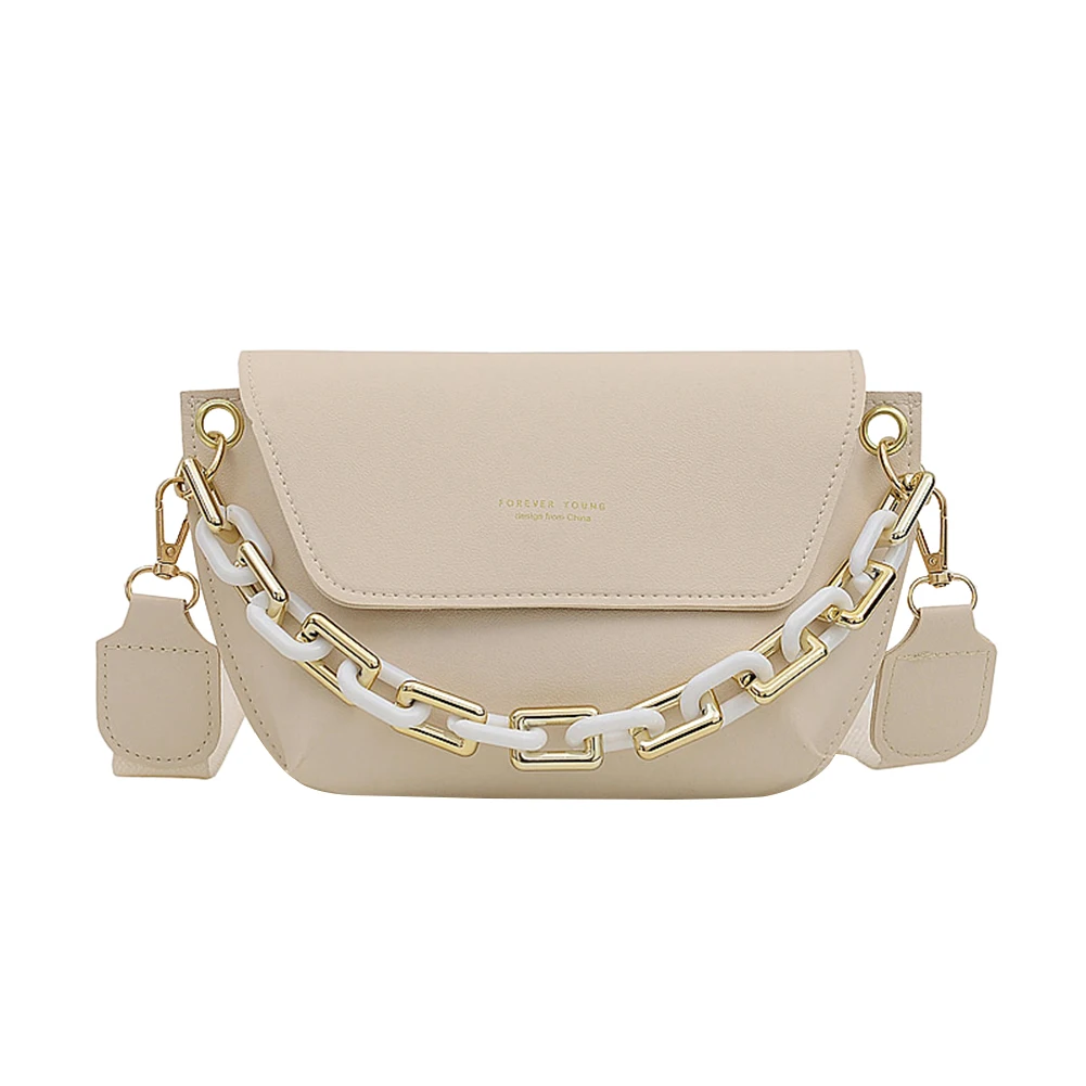 

Youth Ladies Simple Versatile Bag PU Leather Shoulder Chain Satchel Female Crossbody Tote Bag Solid Color Purses