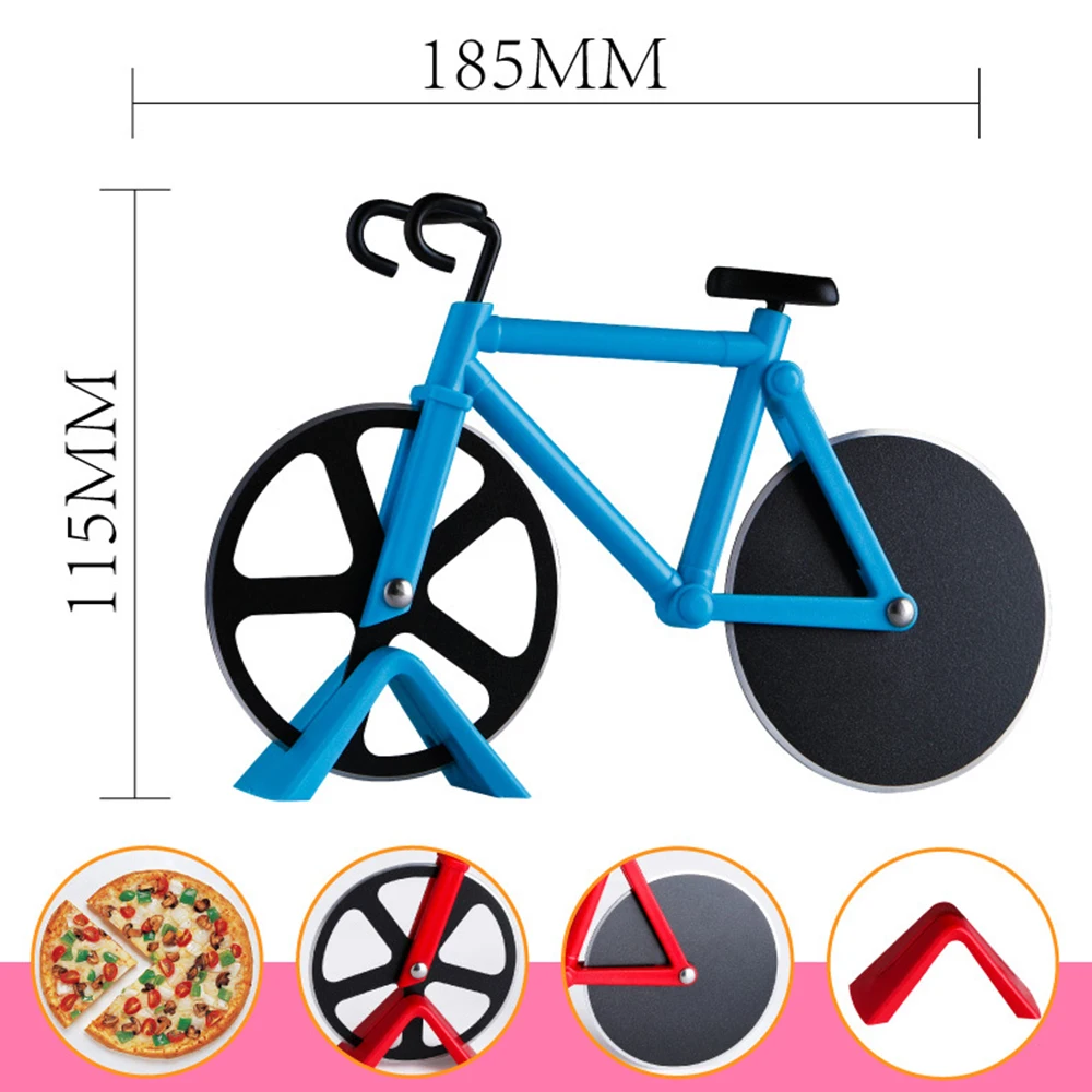 

1 PCS Bicycle Pizza Cutter Stainless Steel Non-Stick Cutting Wheels Display Stand Gift For Christmas By Leeseph Kitchen Gadget