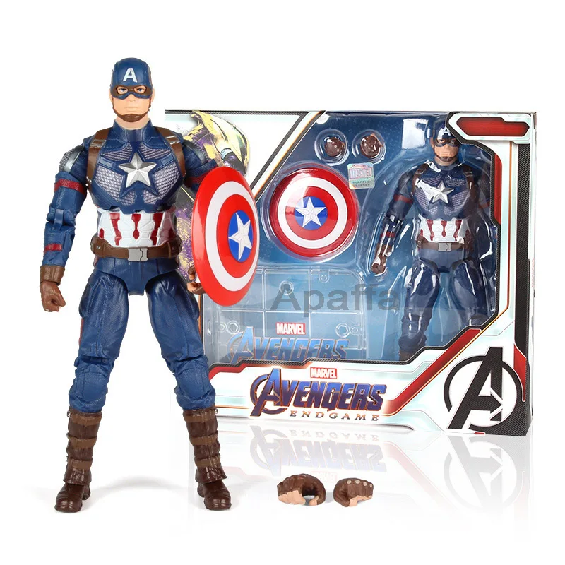 Captain in Box 18 см Железный Человек-паук, Железный человек, Тор, фигурка, Капитан Америка, зимний солдат, человек-муравей, сокол, война бесконечности, фигурка, модель игрушки - Цвет: Captain in Box