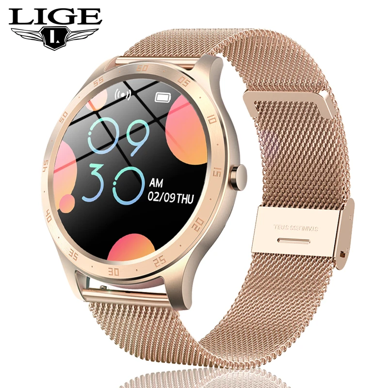 Новинка 2020 женские умные часы LIGE с круглым сенсорным экраном мужские
