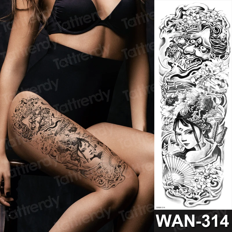 

waterproof large temporary tattoos for men women thigh leg arm sleeve body art tattoo sexy black big tattoo custom fake decal