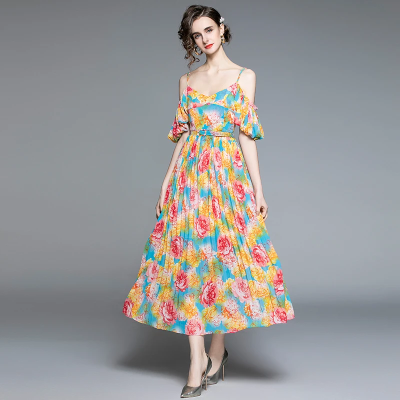 Женское шифоновое платье с поясом длинное Пляжное Платье макси V образным