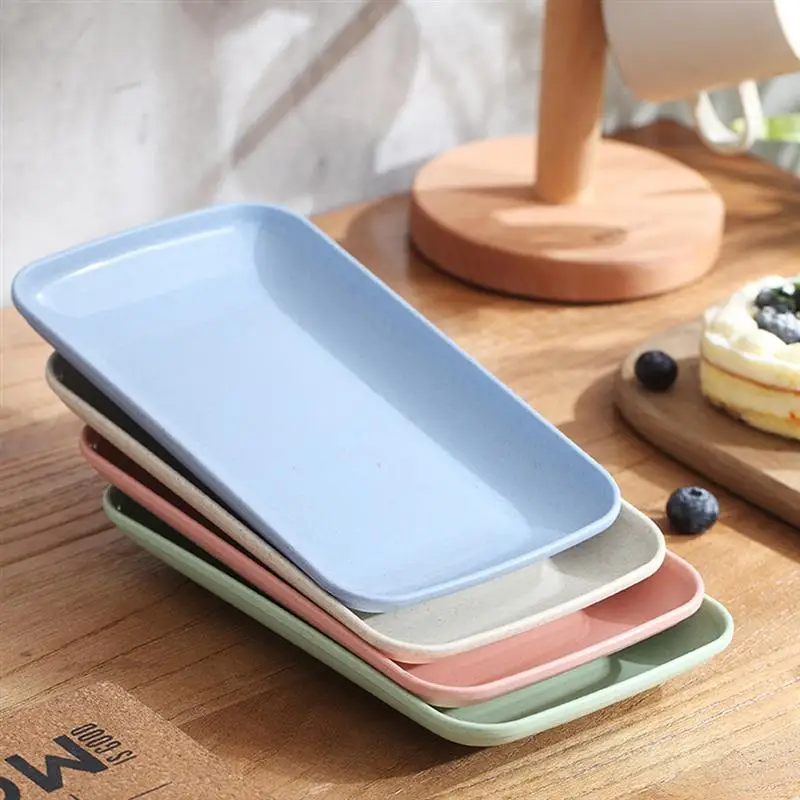 4pcs Rectangle Dishes Household Dinner Plate Food Microwave Oven Available Eco-Friendly Home Kitchen Utensils | Дом и сад