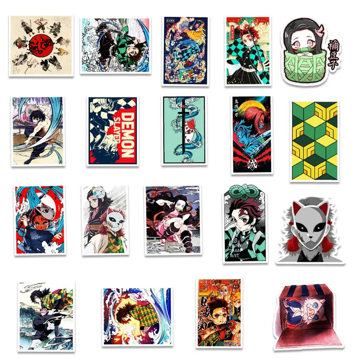 50 unids/lote Anime japon&eacute;s demonio asesino Kamado Tanjirou Kamado Nezuko Agatsuma Zenitsu pegatinas para bicicletas de tel&eacute;fono etiqueta engomada etiqueta-2