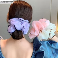 fashion net yarn hair scrunchies ponytail holder hairband hair rope tie stipe for women girls headwear rope fabric accessories