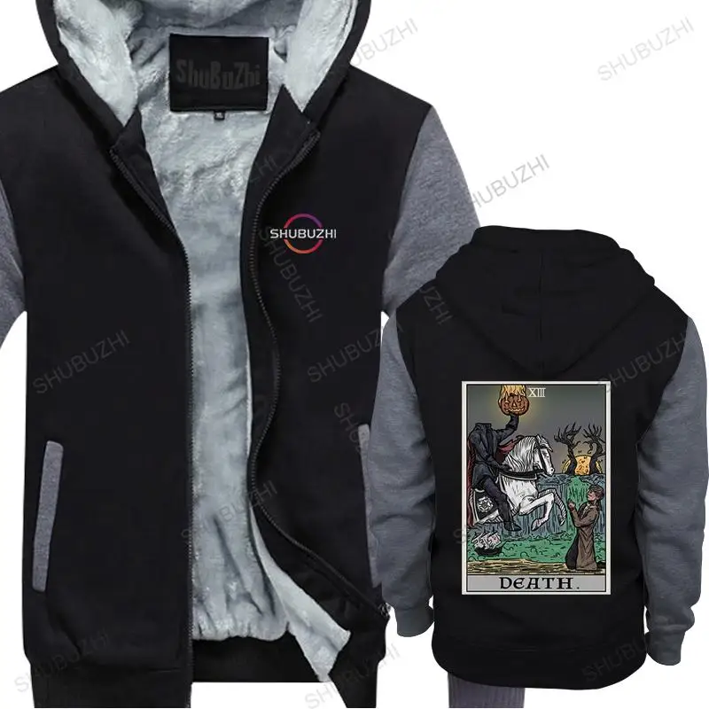 

new shubuzhi thick hoodie male high quality coat Halloween Death Tarot Card man casual hoody fleece zipper jacket for boys