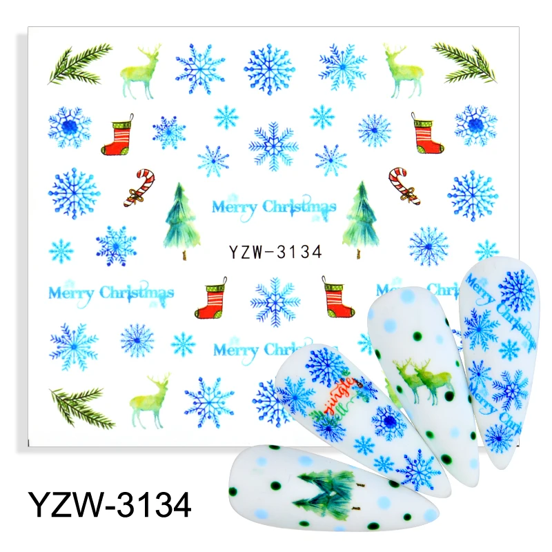 

FWC Christmas Series Watermark Nail Water Transfer Sliders Nail Stickers For Nails DIY Manicures Wraps