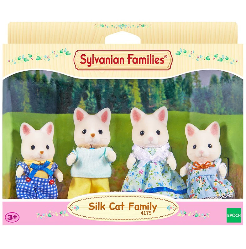 Sylvanian Family Silk Cat Dollhouse 4 шт. Набор фигурок родители и дети девочка игрушка подарок 4175