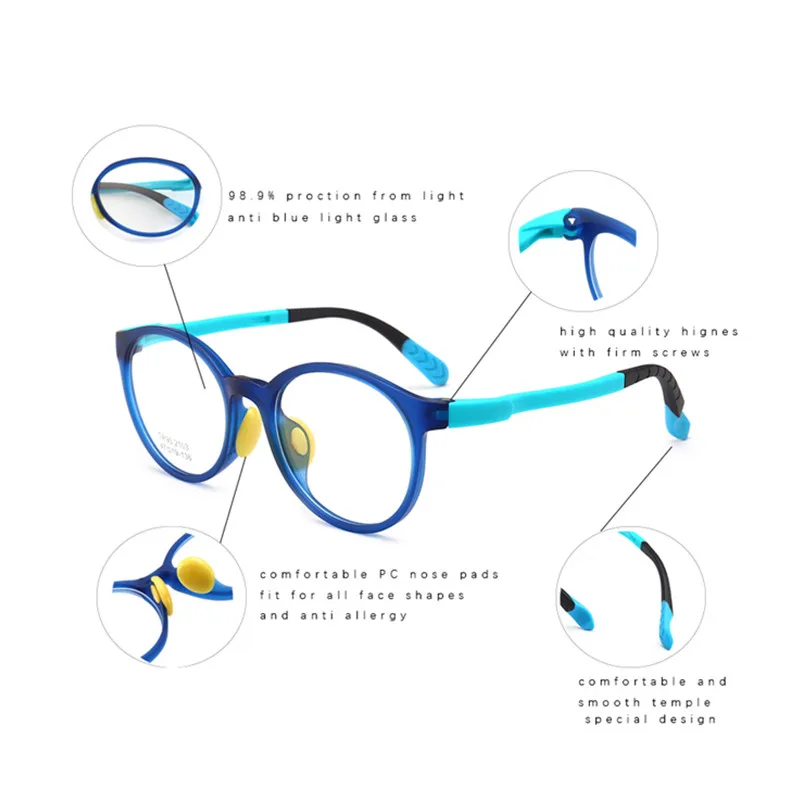 Очки с блокировсветильник для детей, девочек, мальчиков, оптические синие очки в стиле пэчворк, гибкая силиконовая оправа для детских очков от AliExpress WW
